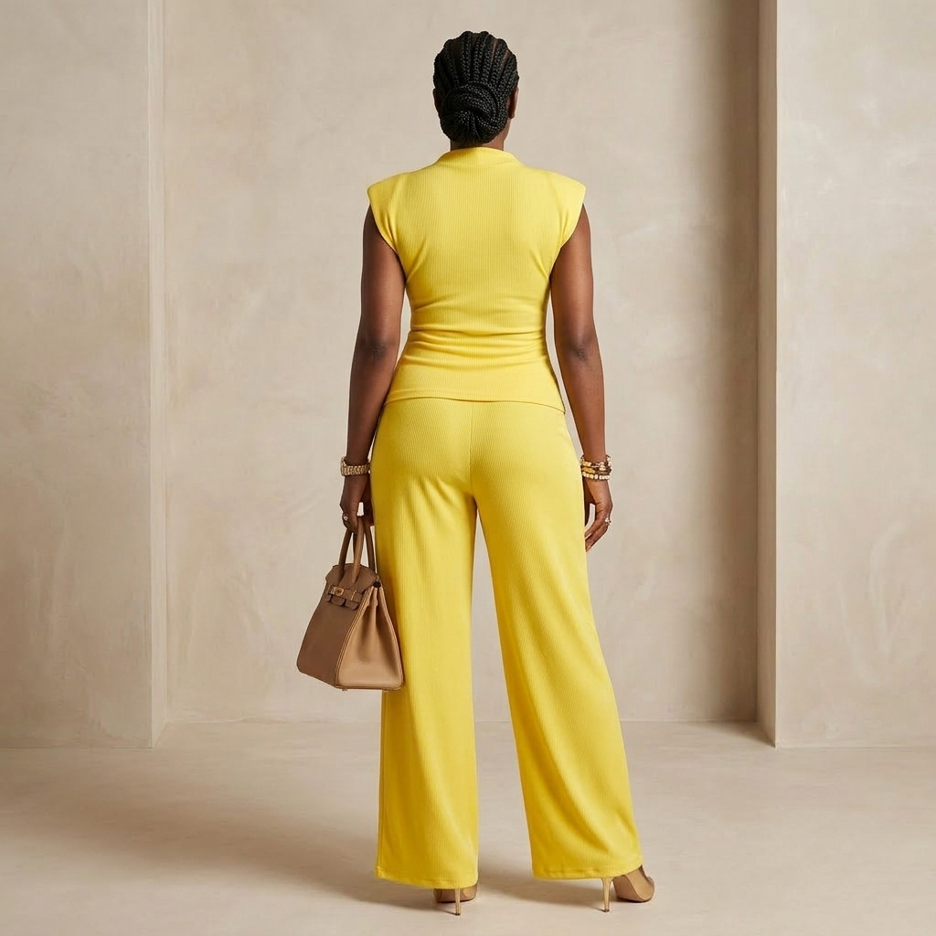 Oveedee Yellow Luxe Two-Piece Co-Ord Set