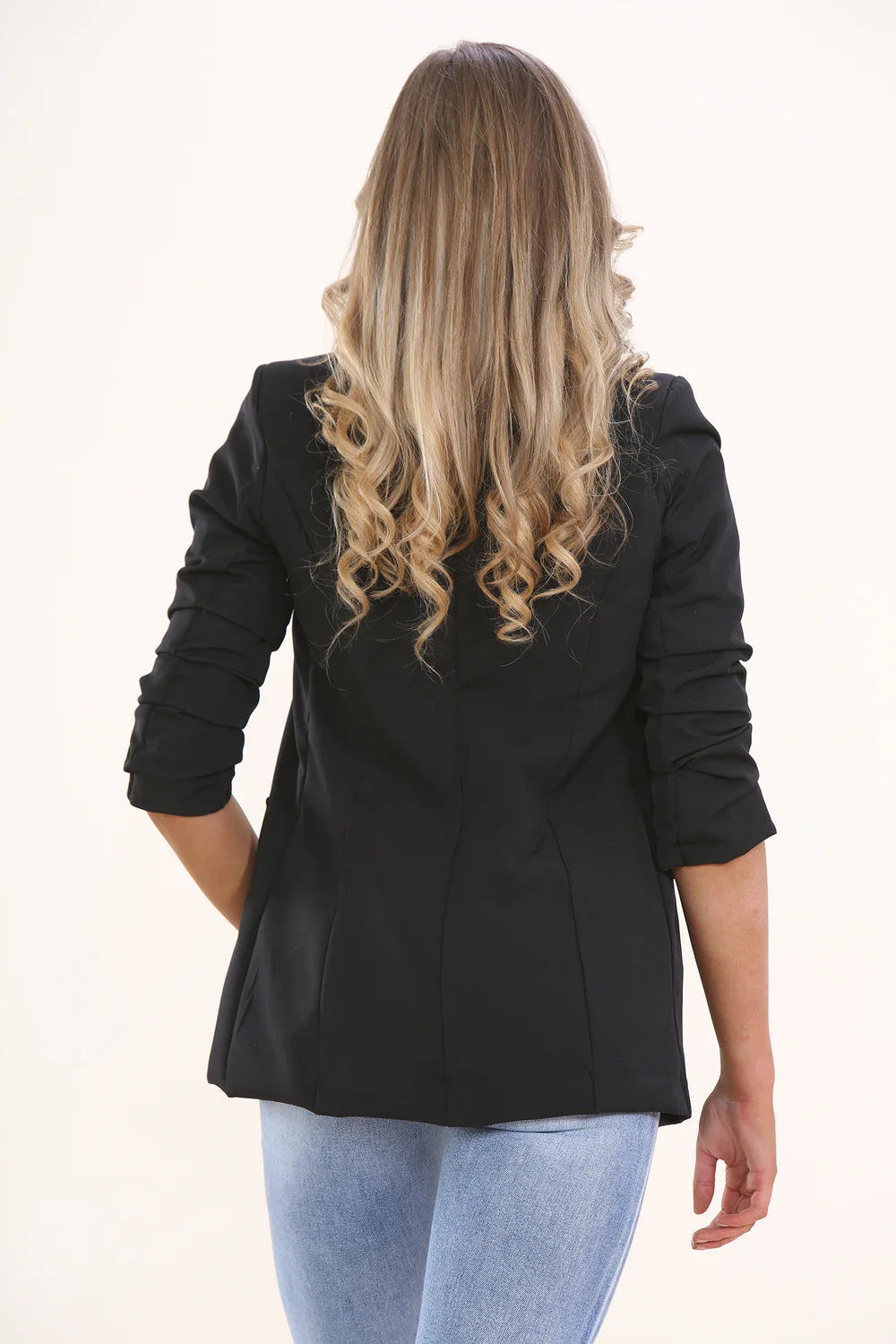 Classic Black Tailored Blazer for Women – One Size (UK 10–16) Elegant Longline Smart Casual Jacket | Timeless Power Style