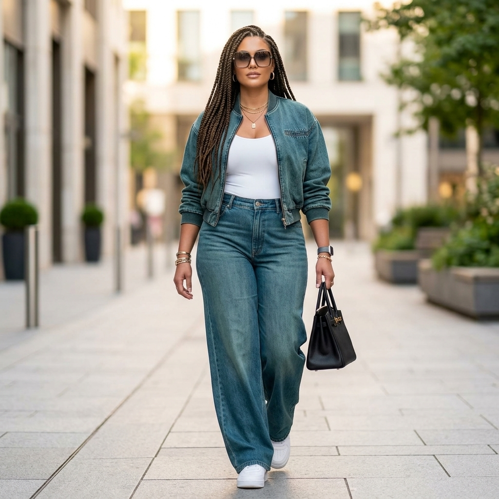 Oveedee Cropped Blue-Green Denim Jacket – Casual Luxe Women’s Jacket