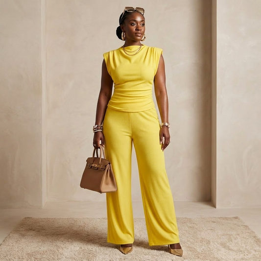 Oveedee Yellow Luxe Two-Piece Co-Ord Set