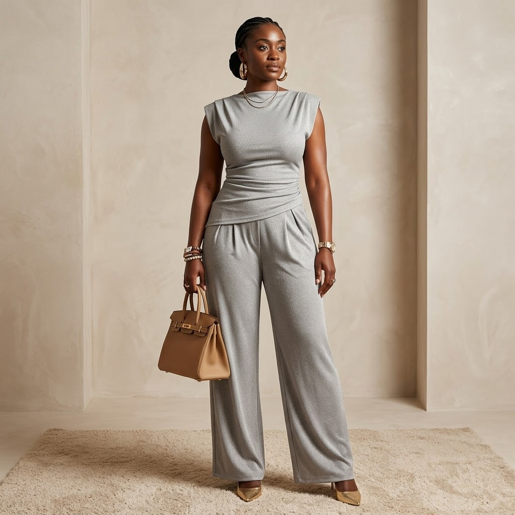 Oveedee Grey Luxe Two-Piece Co-Ord Set