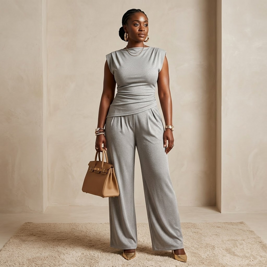 Oveedee Grey Luxe Two-Piece Co-Ord Set