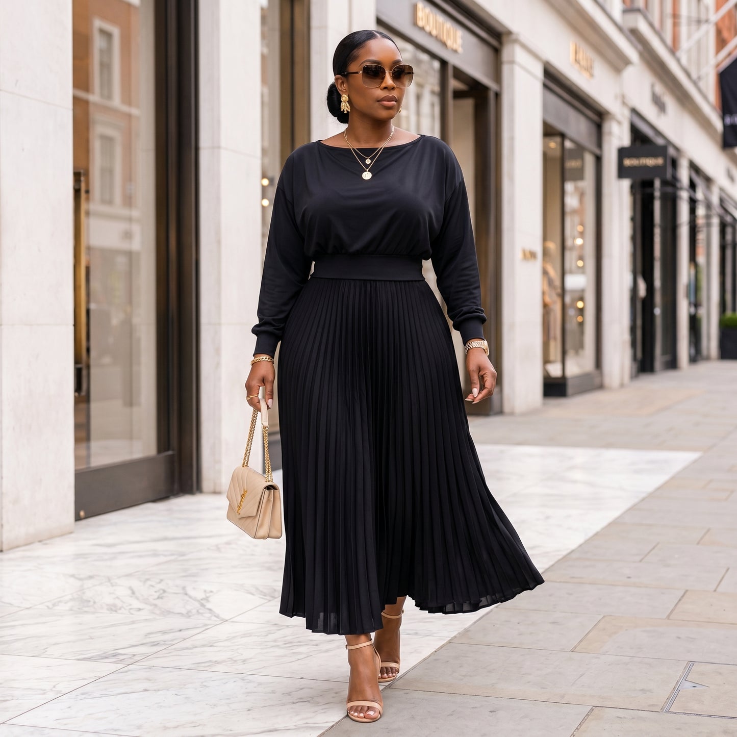 Batwing Waist-Cinching Blouse