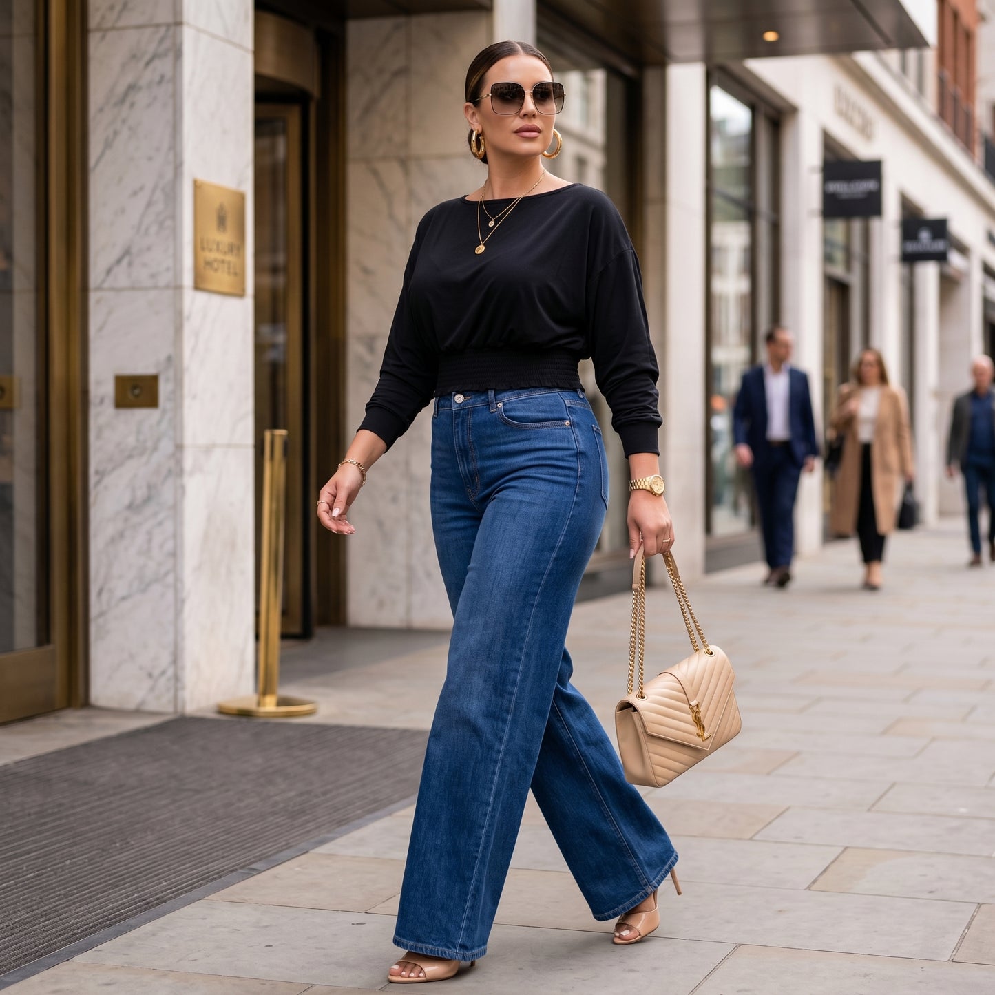 Batwing Waist-Cinching Blouse
