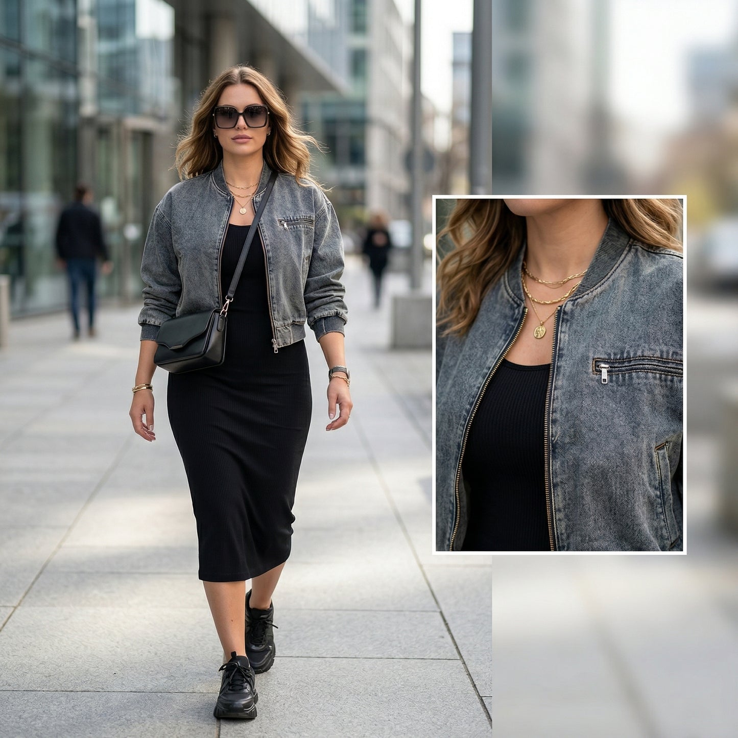 Oveedee Cropped Blue-Green Denim Jacket – Casual Luxe Women’s Jacket